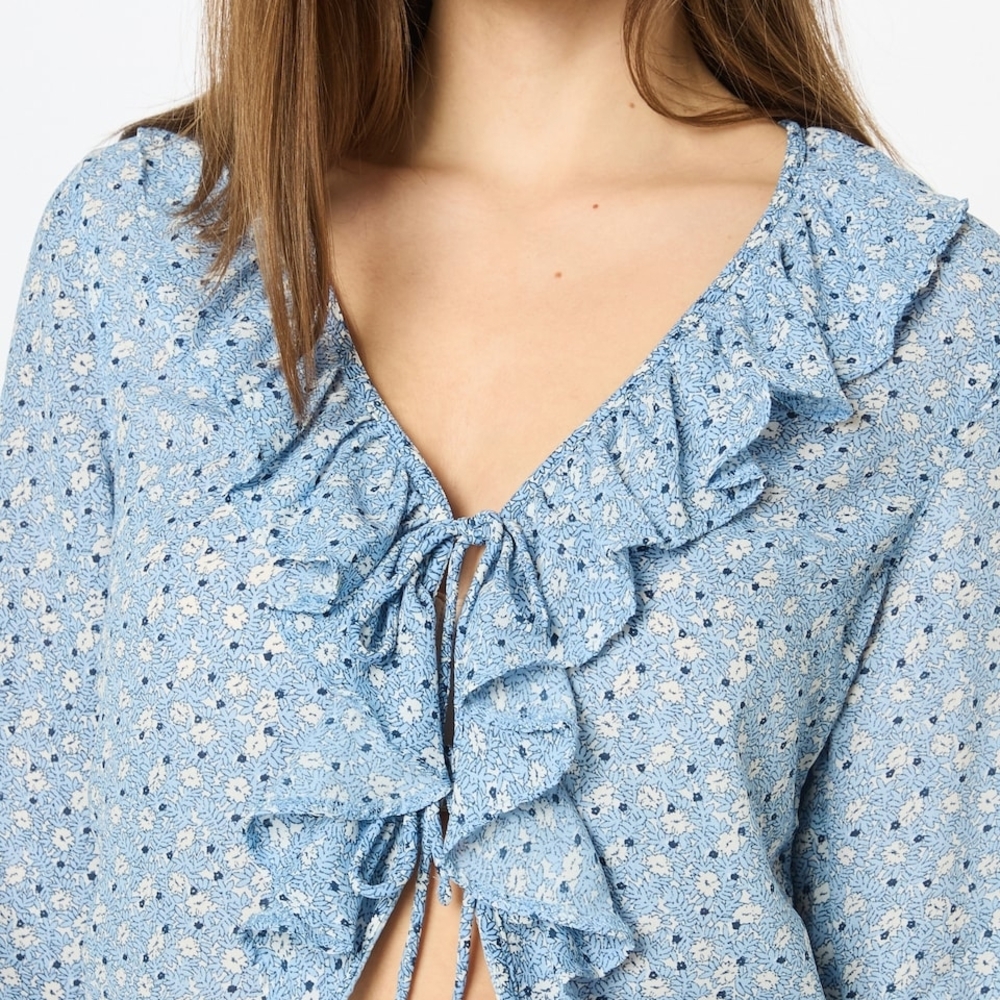 Tie Front Ruffle Blouse - Picture 2 of 4